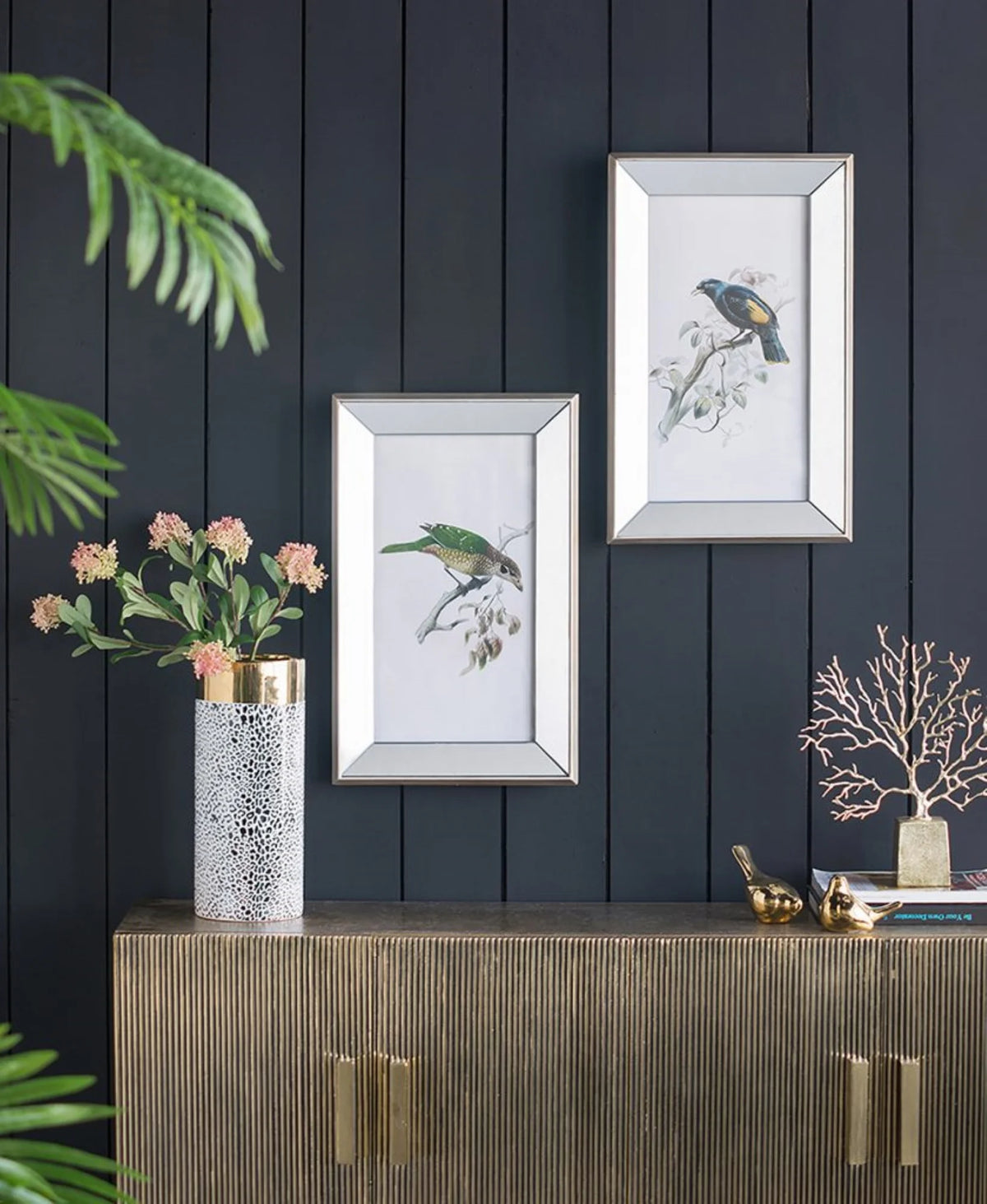Rectangular Birds Mirror Frame Wall Art 15" x 24" 2ct I66299