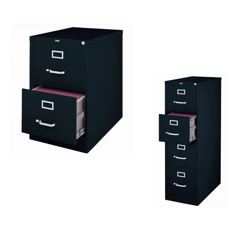 2 Drawer and 4 Drawer Black File Cabinet R131