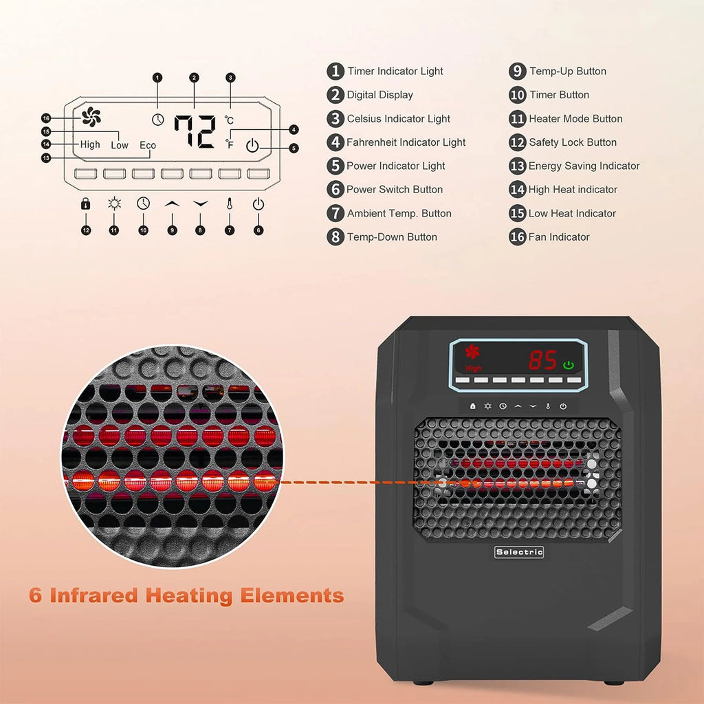 Black Electric Radiant Space Heater 2 Pack D542995