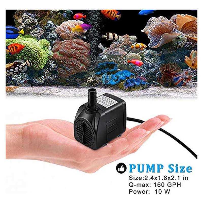 10W 160GPH Submersible Pump with 3.3 ft Tubing O190