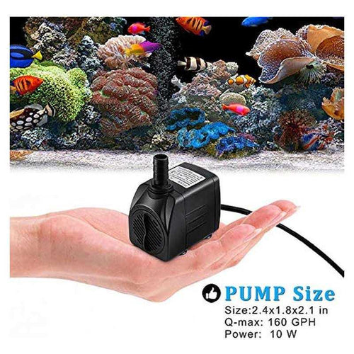 10W 160GPH Submersible Pump with 3.3 ft Tubing O190