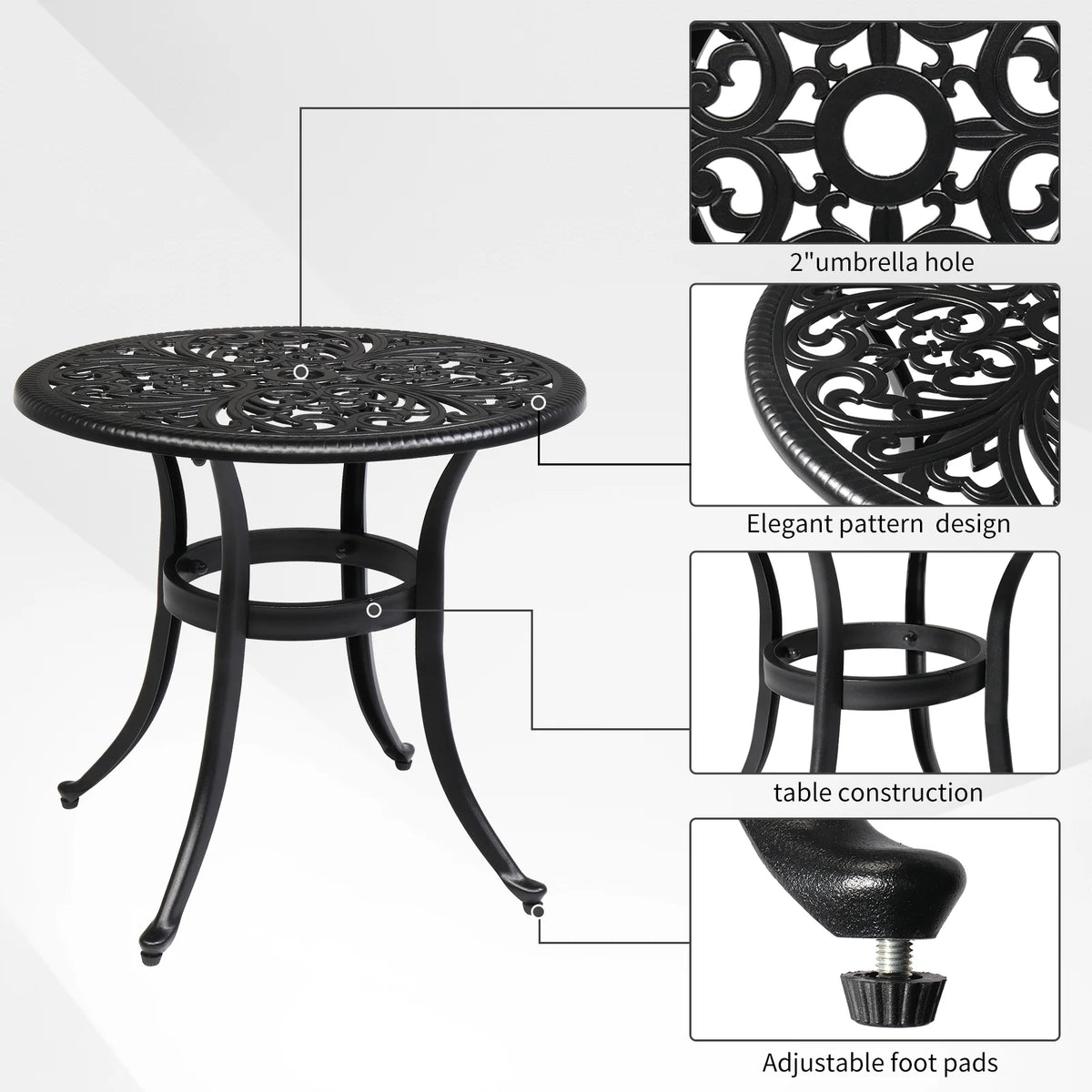 Black Cast Aluminum Round Outdoor Table C972