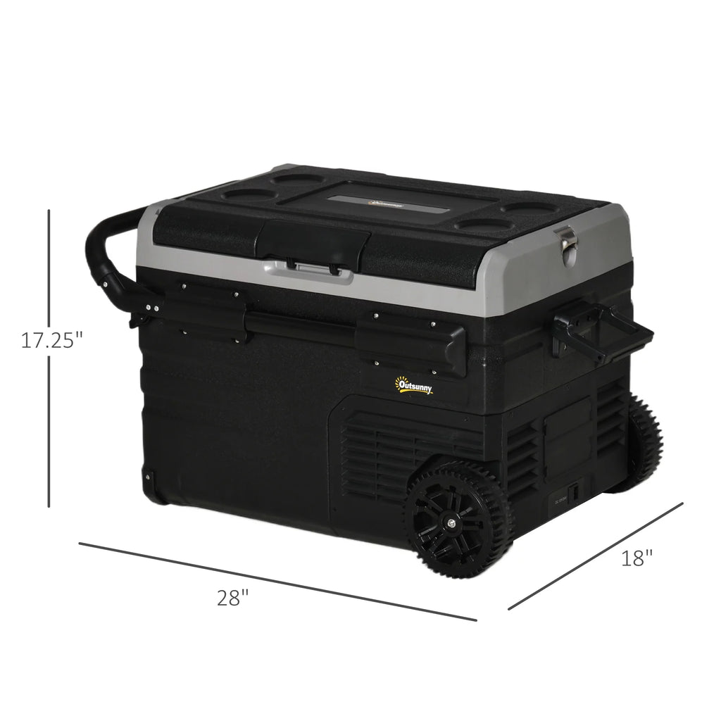 12 V 2 Zone 37 Quart Portable Compressor Electric Cooler with Wheels E52518