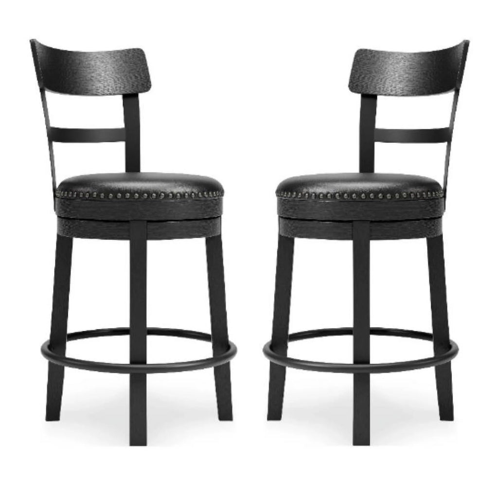 Solid Wood Counter Height Barstool in Black Set of 2 A587555