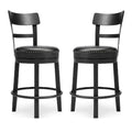 Solid Wood Counter Height Barstool in Black Set of 2 A587555