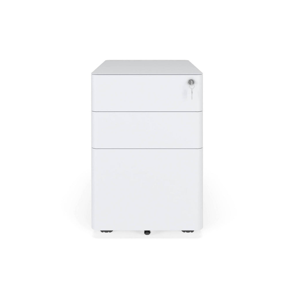 White Mobile Metal Pedestal Filing Cabinet G721359
