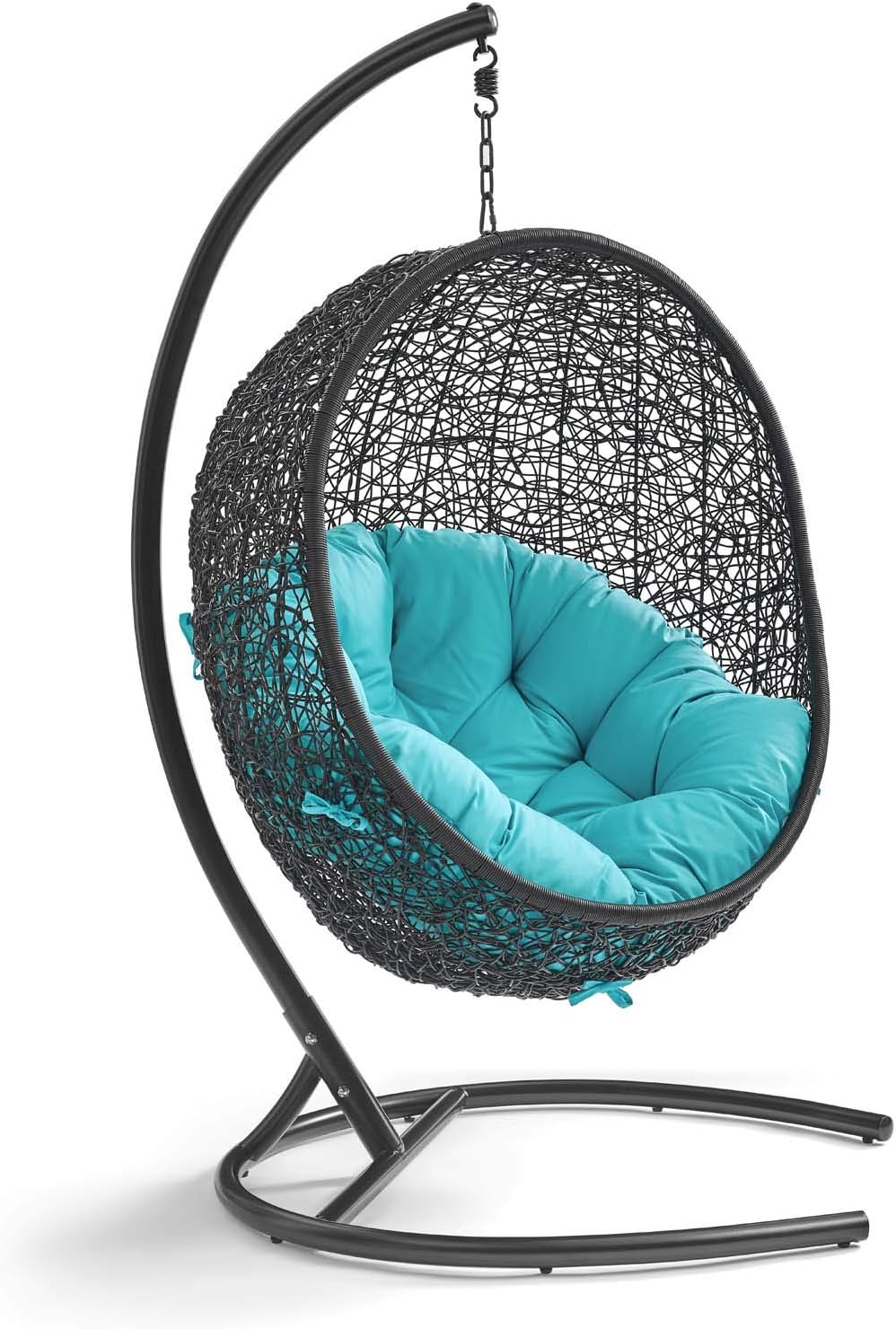 Navy Wicker Rattan Swing Chair with Stand Y5381