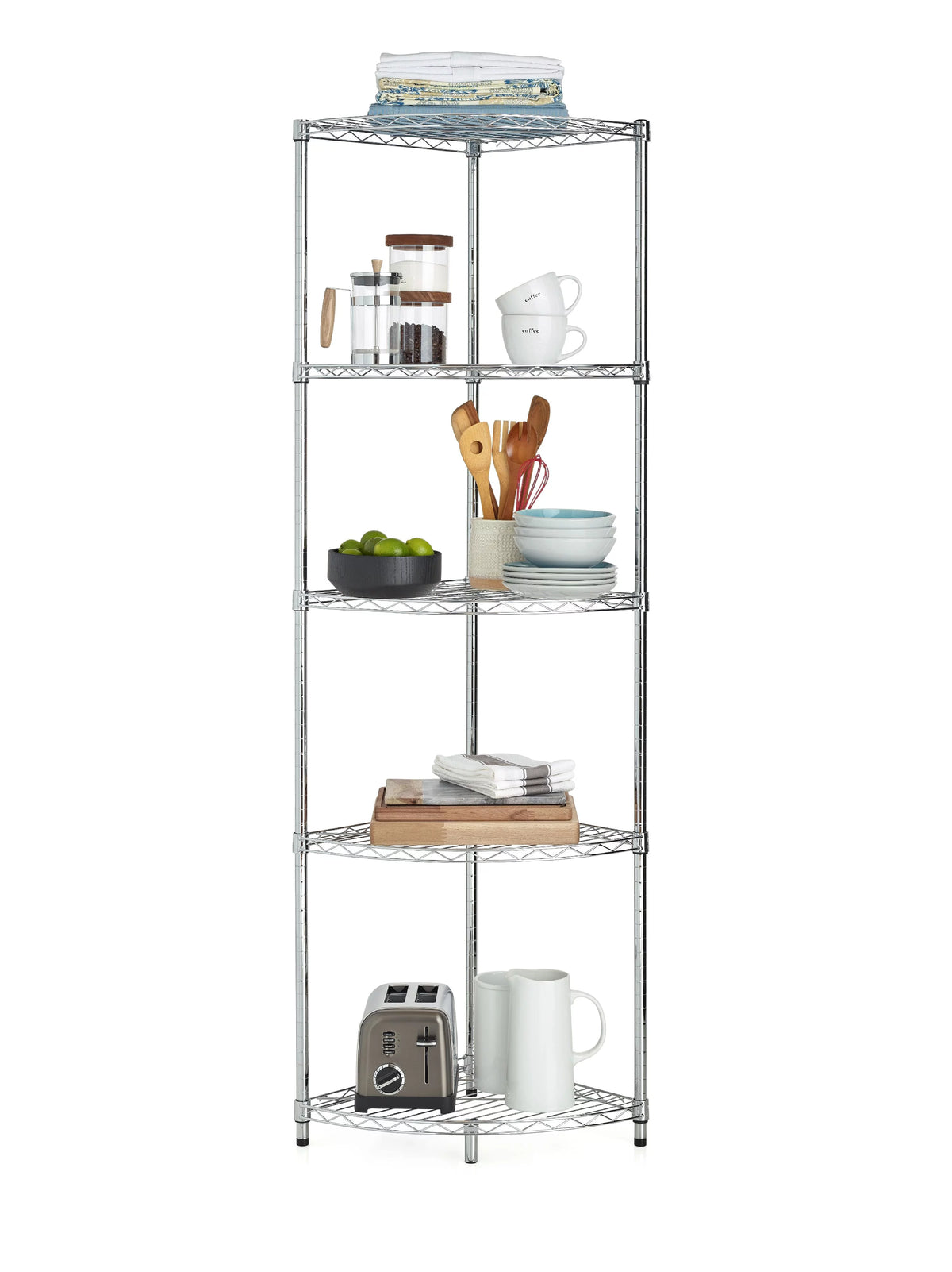 5-Tier Corner Wire Shelf Unit Chrome 750 lbs X742544