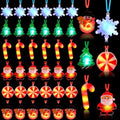 Light up Christmas Bulb Necklace with Santa Claus Tree Snowman Snowflake Candy Decorations 36 Pcs J18214