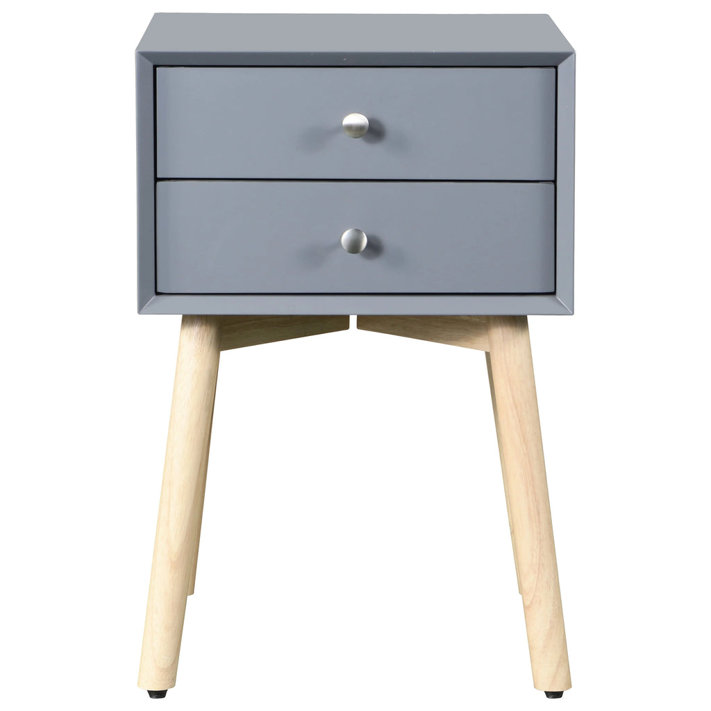 2 Drawer Rubber Wood Side Table H93374