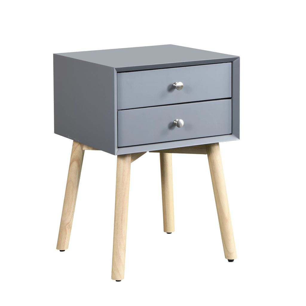 2 Drawer Rubber Wood Side Table H93374