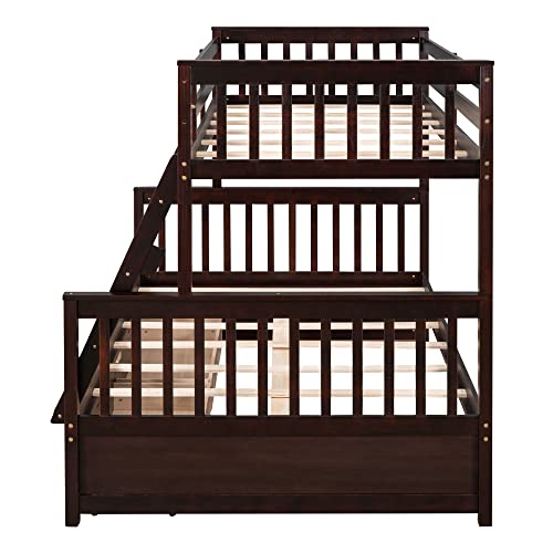 Full Over Full Wood Bunk Bed with Twin Trundle and 4 Drawer L678313