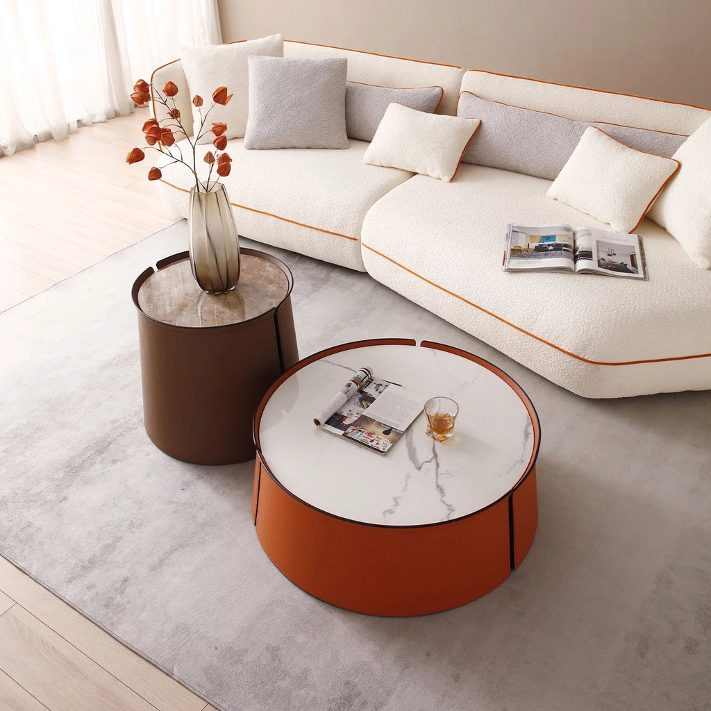 Mixed Media Coffee Table Set with Marble Top T82596