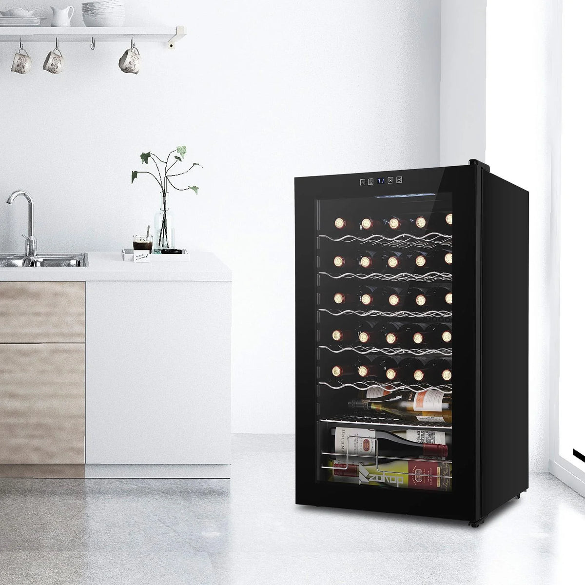 34 Bottle Compressor Wine Fridge, Black U64135
