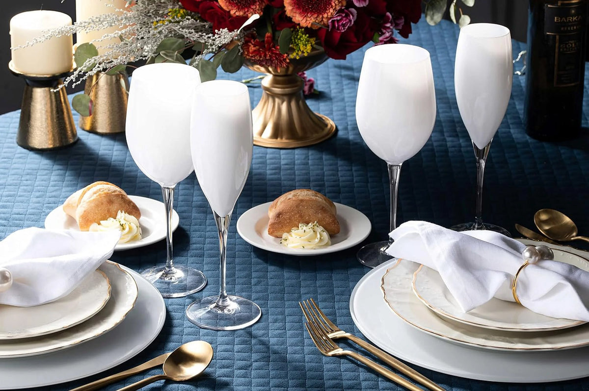 Champagne Flute Glasses Set Of 6 Crystal White 11 Oz Y1274