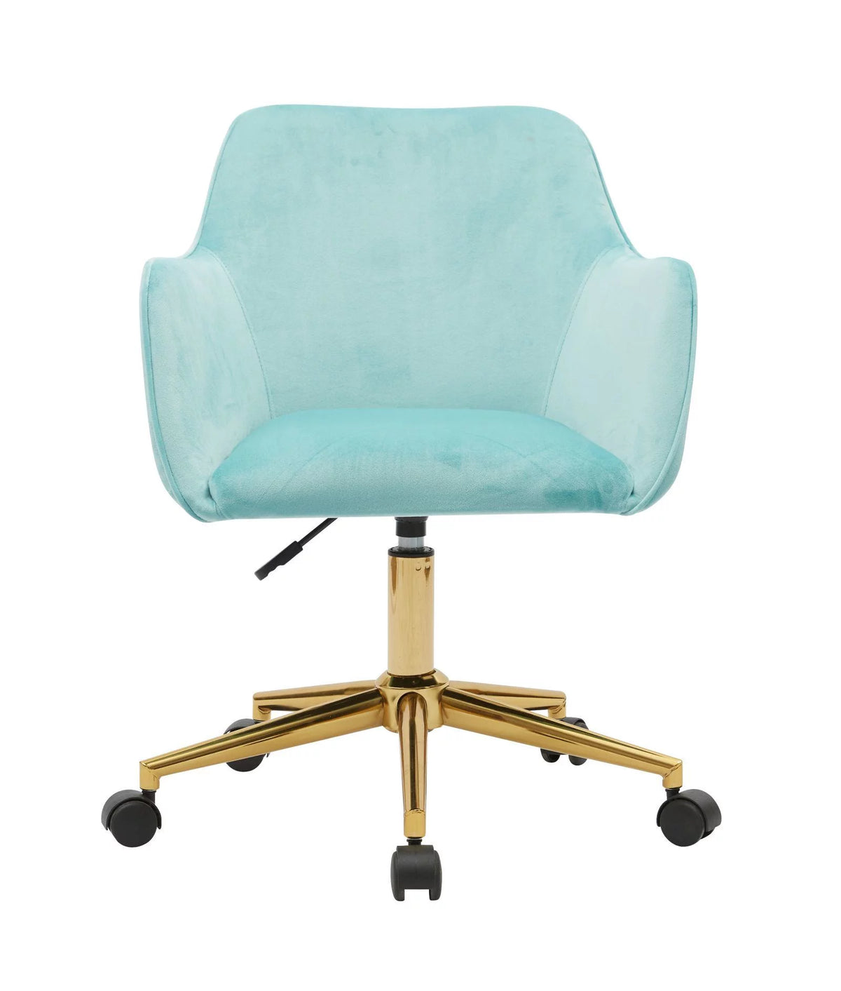 Aqua Light Blue Velvet Adjustable Height Office Chair F7496