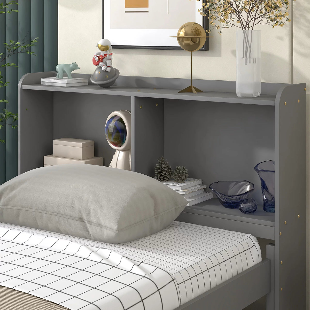 Twin Size Wooden Platform Bed with Trundle and 3 Storage Drawers M474