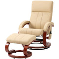 Beige Faux Leather Massage Recliner Chair with Ottoman K628438
