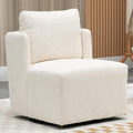 White Chenille Swivel Accent Chair with Pillow V607