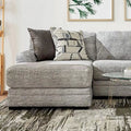 Ivory Gray Plush Chenille Sectional Sofa and Ottoman B643825