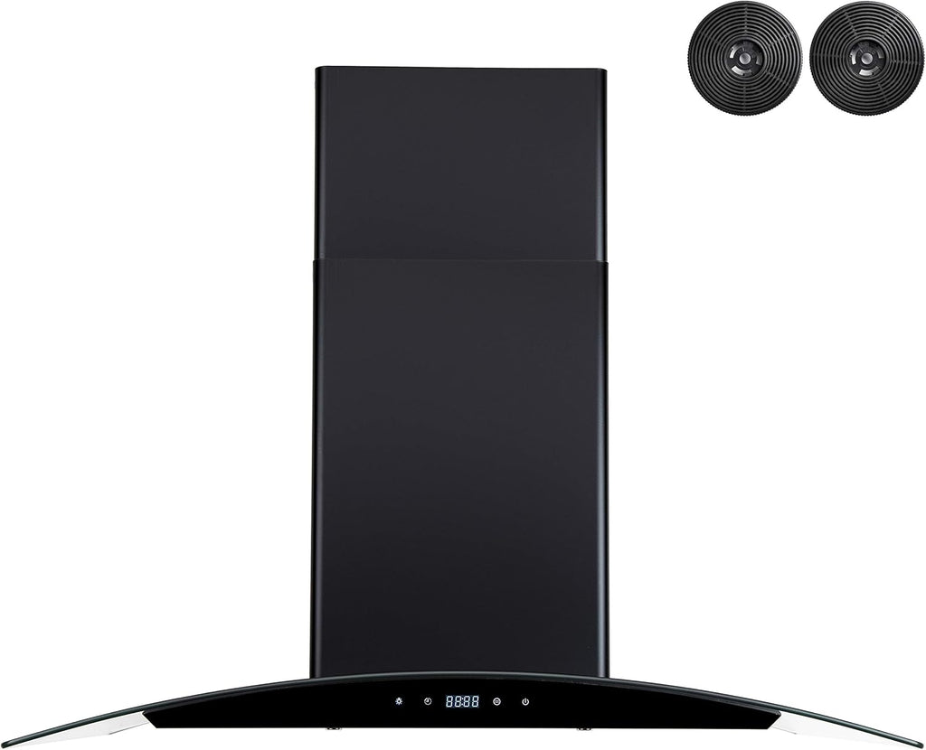 30 in Black Painted Stainless Steel Convertible Wall Mount Range Hood E74269