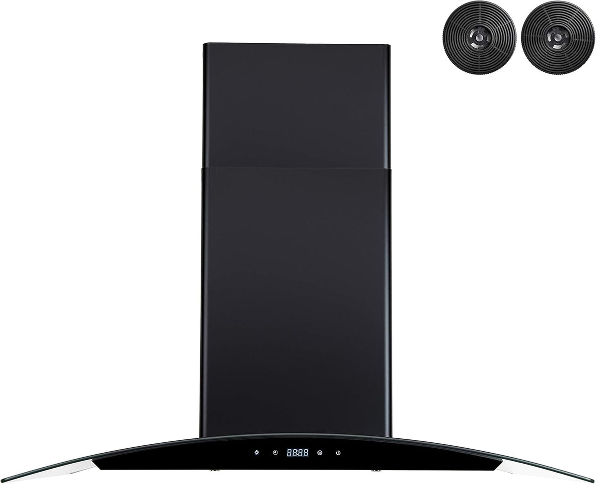 30 in Black Painted Stainless Steel Convertible Wall Mount Range Hood E74269