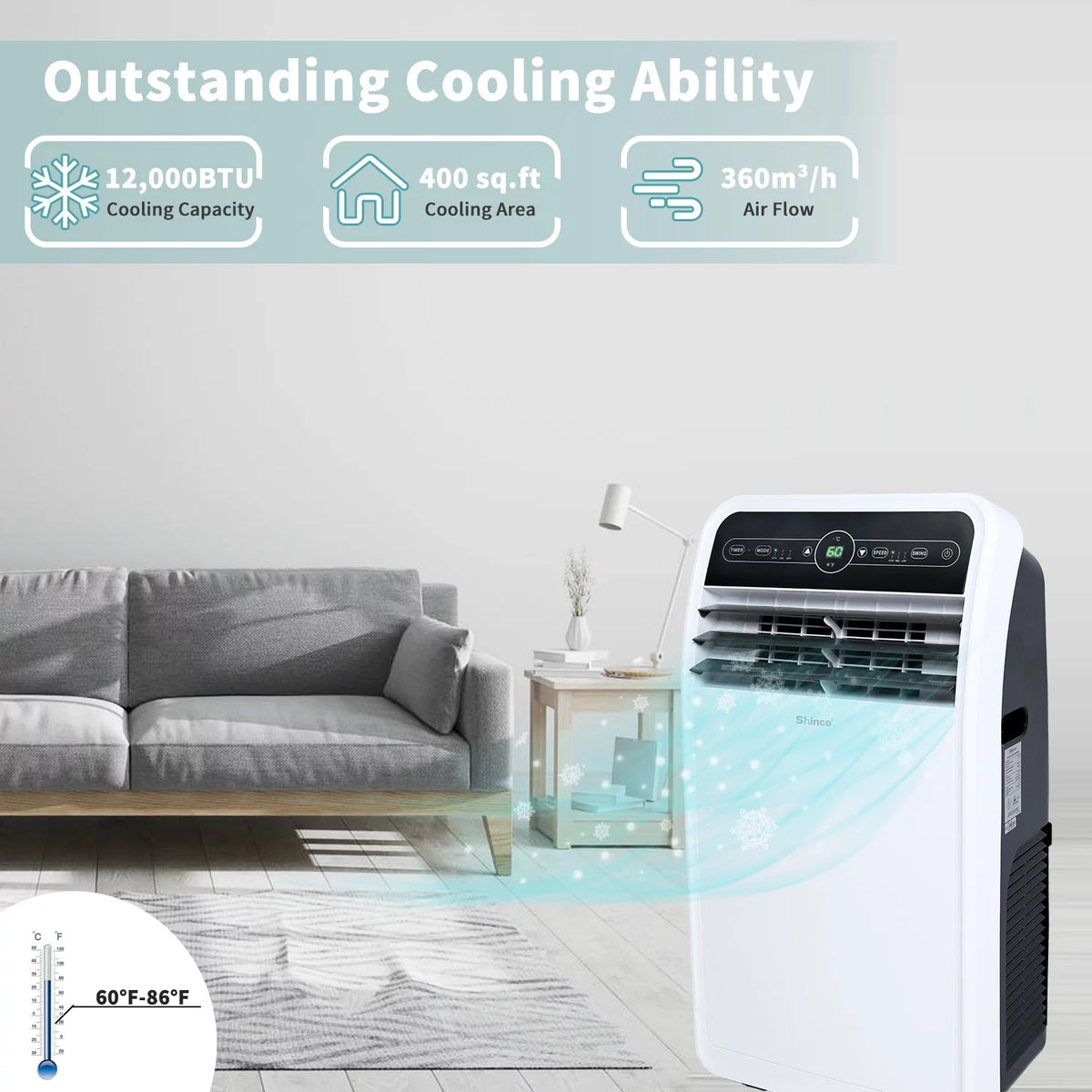 7800BTU 3 in 1 Portable Air Conditioner with Remote Control H625