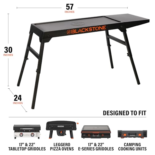 Collapsible Tabletop Griddle Stand with Adjustable Legs and Side Shelf W19008