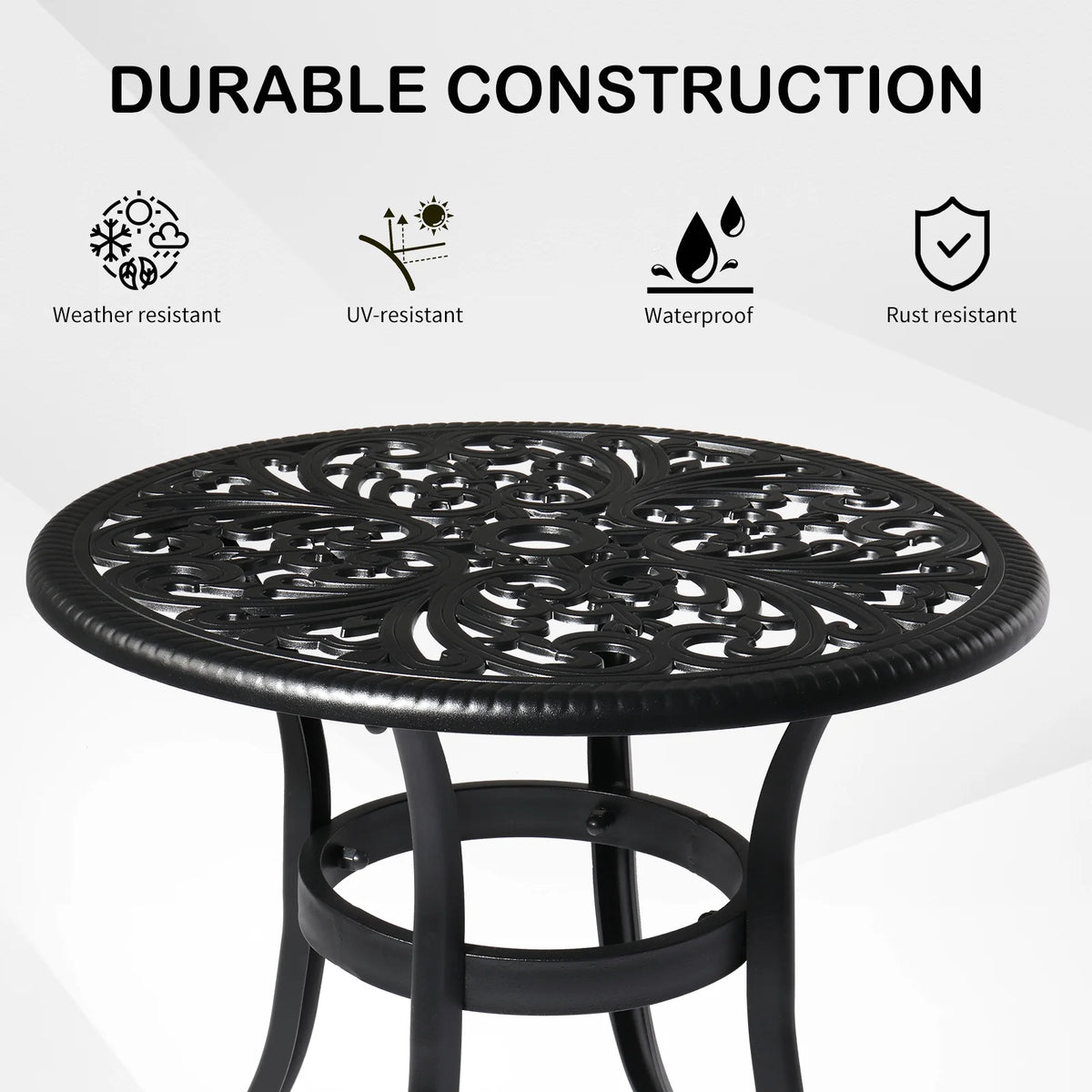 Black Cast Aluminum Round Outdoor Table C972