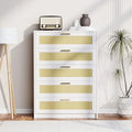 Rattan 5 Drawer White Wooden Dresser D9570