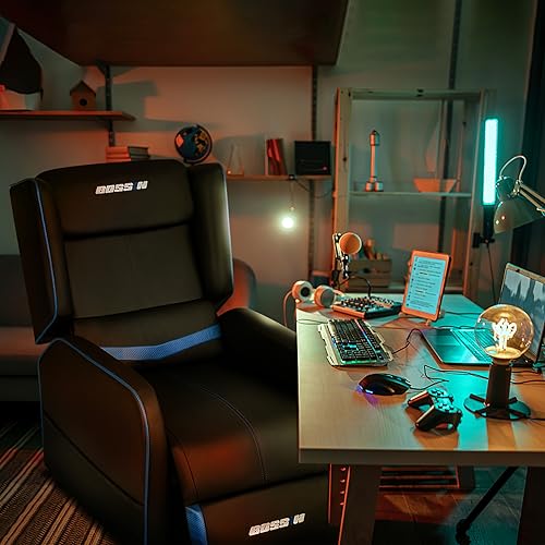 Cyan PU Leather Gaming Recliner Chair G351