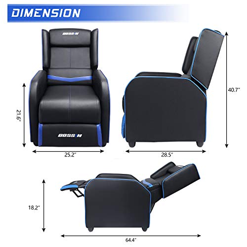 Cyan PU Leather Gaming Recliner Chair G351