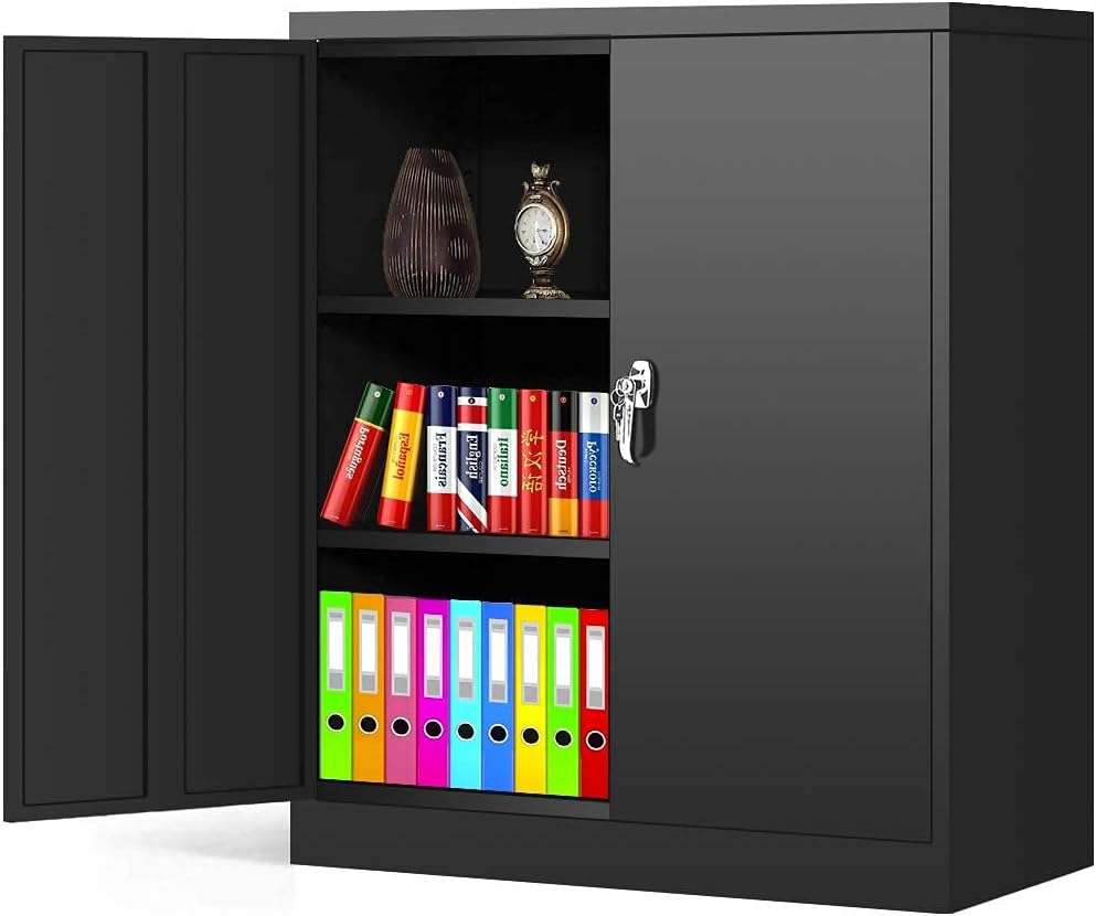 Locking Metal Cabinet with 2 Doors, 4 Adjustable Shelves, 72” Tall Steel Storage Cabinet Z2934