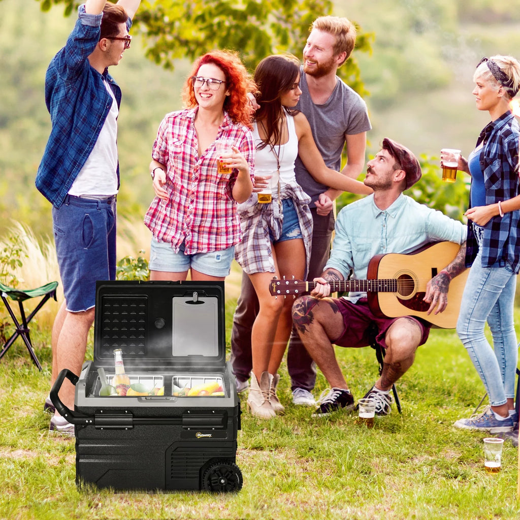 12 V 2 Zone 37 Quart Portable Compressor Electric Cooler with Wheels E52518