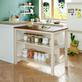 Solid Wood Kitchen Island with 2 Open Shelves K284