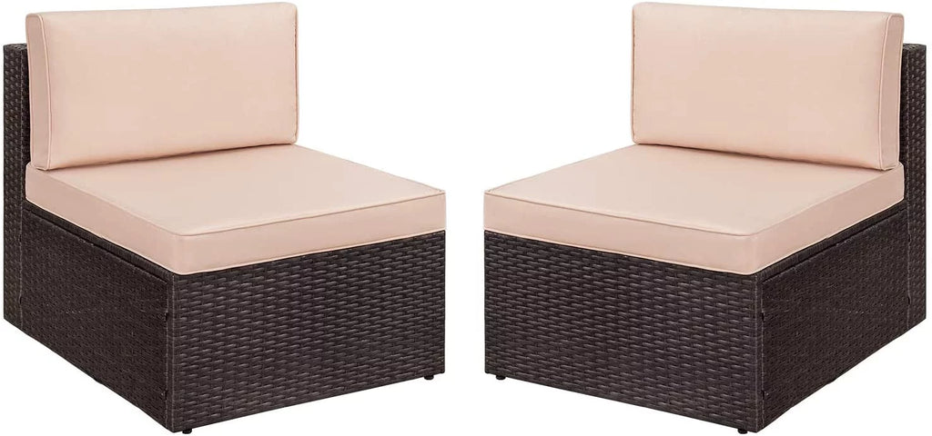 4 Pieces All Weather Patio Sectional Sofa with Cushion and Glass Table L9603
