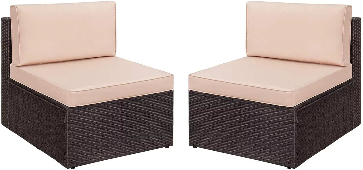 4 Pieces All Weather Patio Sectional Sofa with Cushion and Glass Table L9603