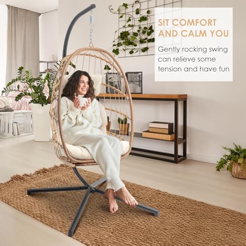 Hanging Egg Chair with Stand and Footrest H885