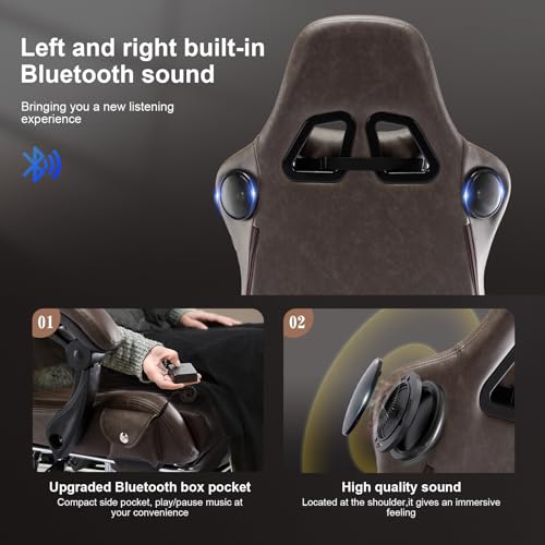 Gaming Chair with Speakers, Footrest, High Back Ergonomic Reclining C603