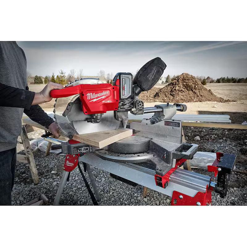 18V Lithium-Ion Brushless Cordless 12 in. Dual Bevel Sliding Compound Miter Saw Kit with Stand and Battery Q567602