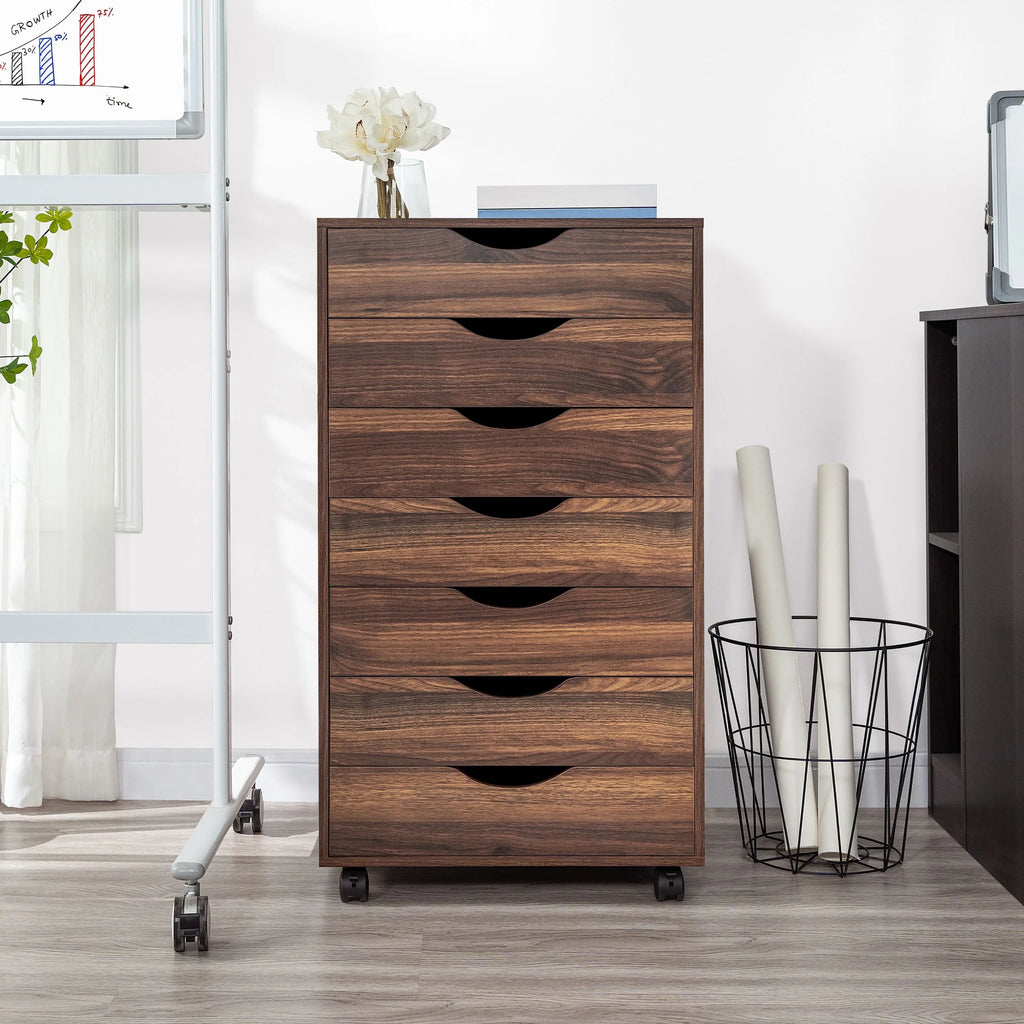 6 Drawer Grey Dresser with Wheels T357
