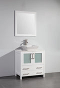 30 in. White Single Sink Vanity Cabinet with Ceramic Vessel Sink & Mirror V69606