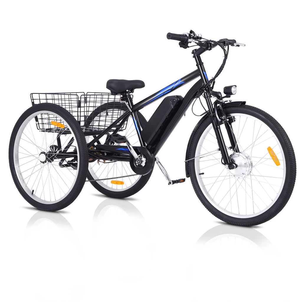 Electric Tricycle, 50 MI Long Range, 350W 36V 10AH Step-Thru, 3 Wheel Fat Tire, Black N38640