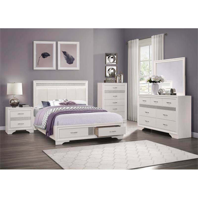 White California King Wood and Faux Leather Bed M8402