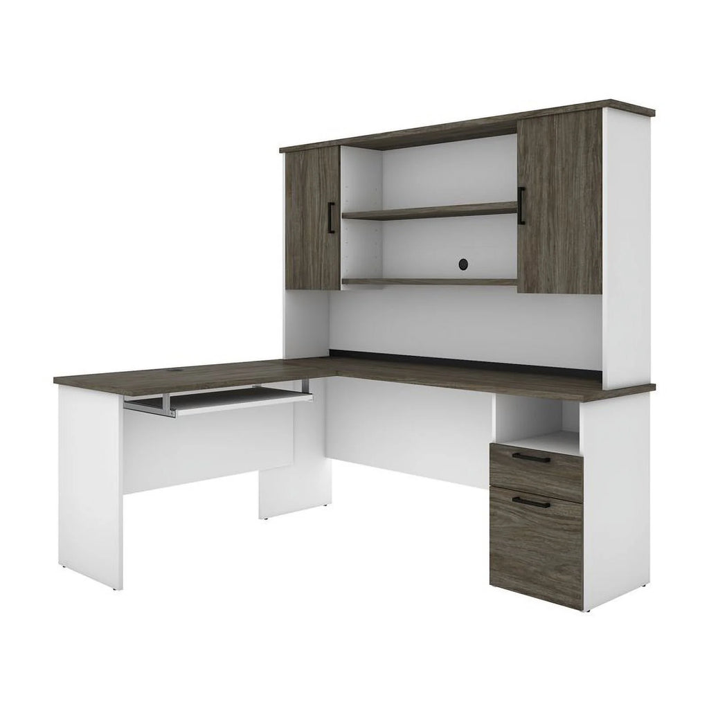L Shaped Computer Desk with Hutch F8806