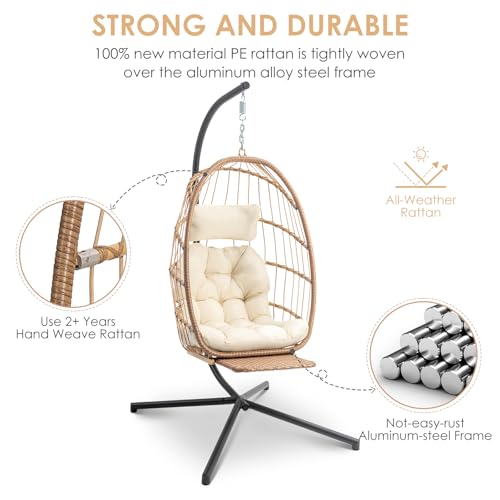 Hanging Egg Chair with Stand and Footrest H885