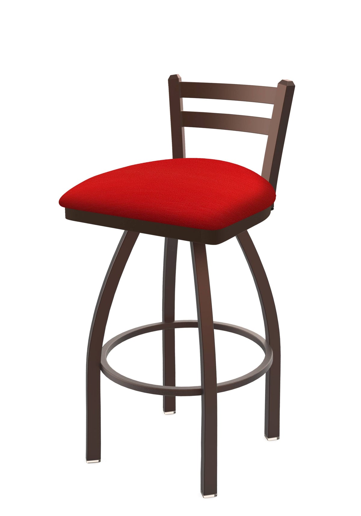Low Back Swivel Bar Stool with Bronze Finish and Red Seat W4891