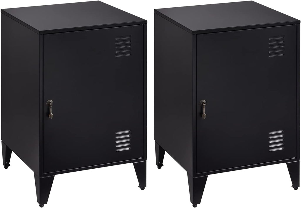 Black Metal Night Stands Set of 2 with 1 Door A33388