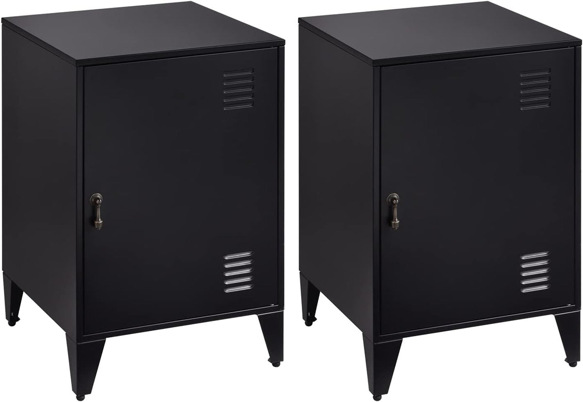 Black Metal Night Stands Set of 2 with 1 Door A33388