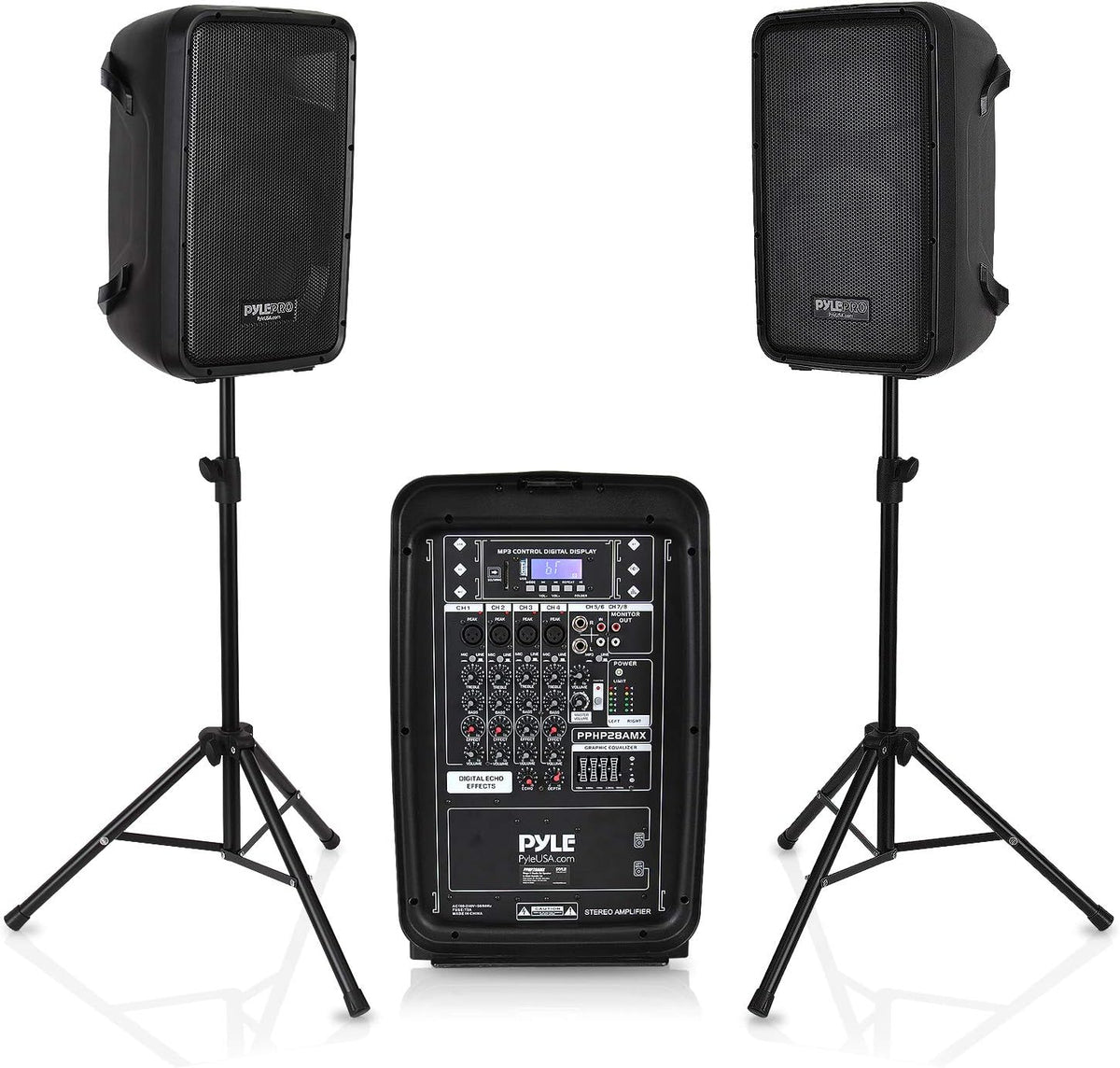 300 W Portable Wireless Bluetooth PA Speaker DJ Mixer Bundle F62048